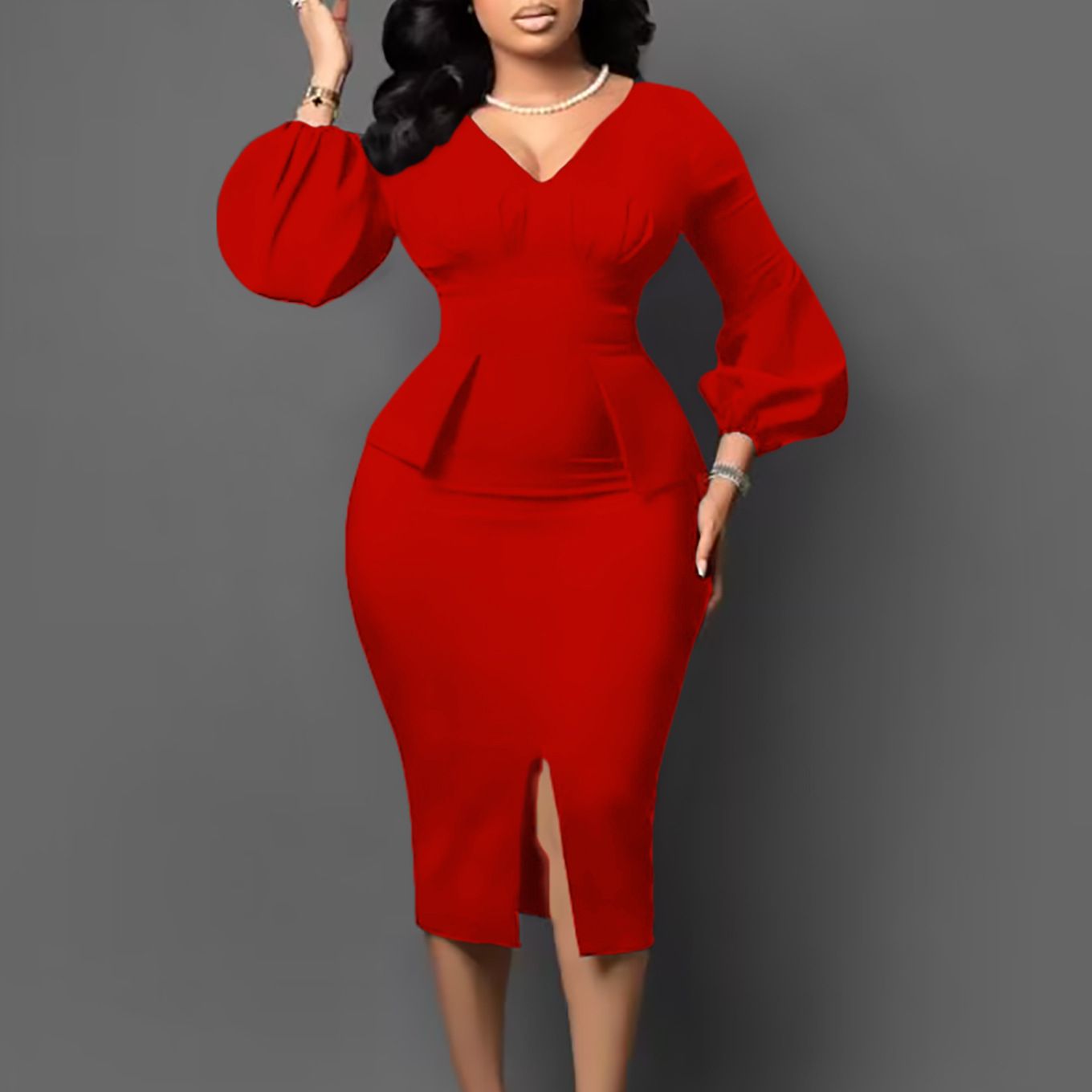 New Design Plus Size Long Sleeve Autumn Winter Fashion African Women Clothing Dress Office Lady Pencil Dress