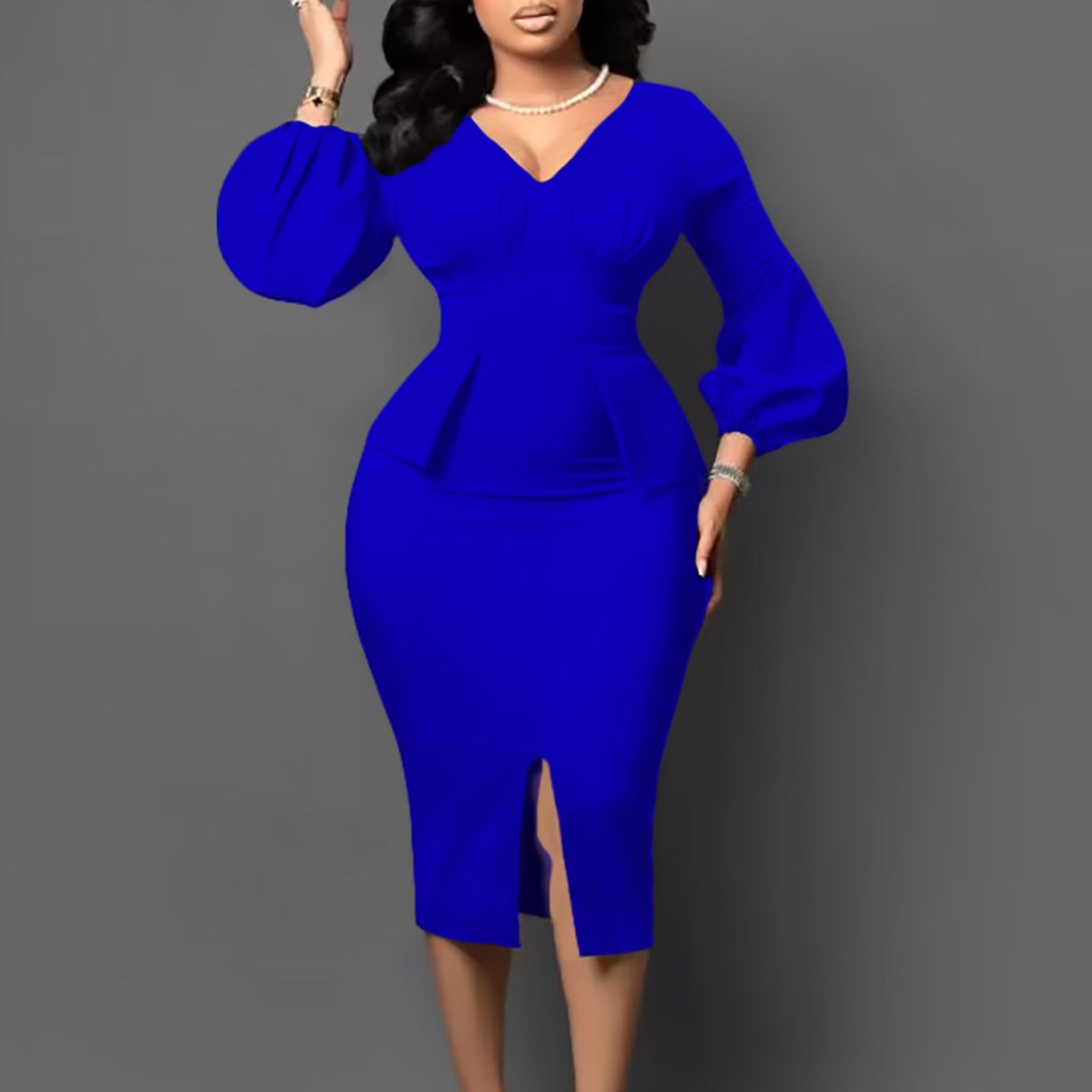New Design Plus Size Long Sleeve Autumn Winter Fashion African Women Clothing Dress Office Lady Pencil Dress