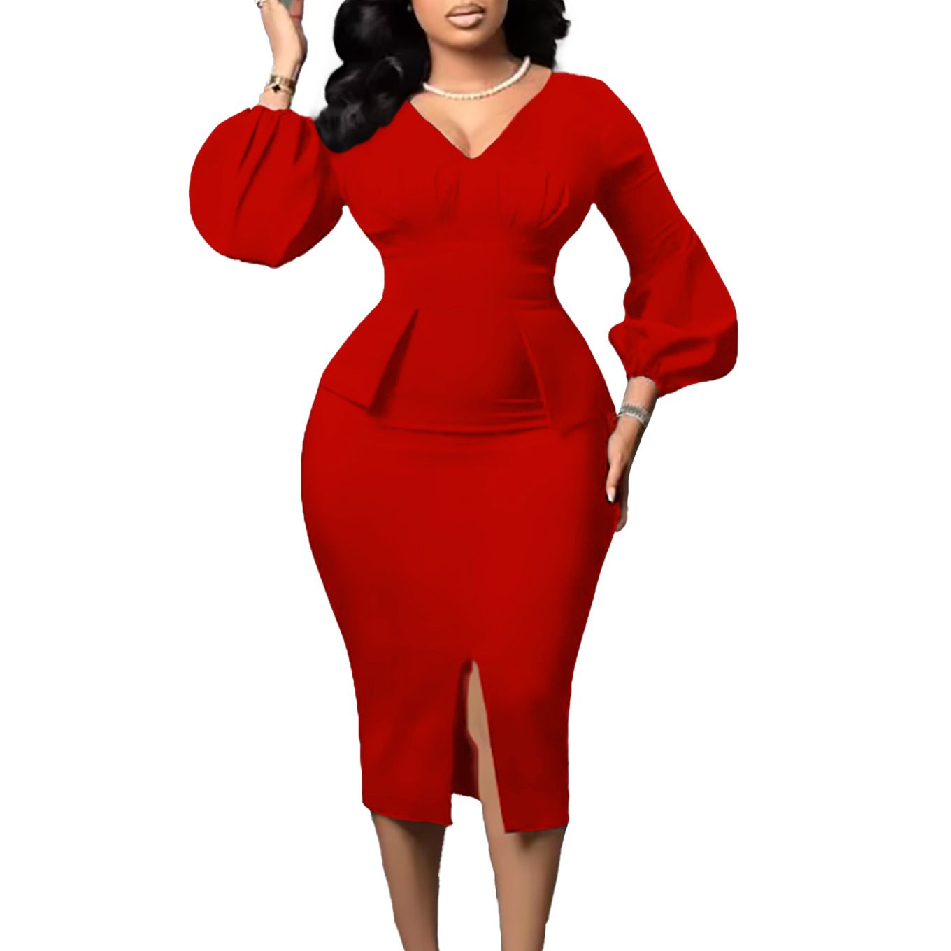 New Design Plus Size Long Sleeve Autumn Winter Fashion African Women Clothing Dress Office Lady Pencil Dress