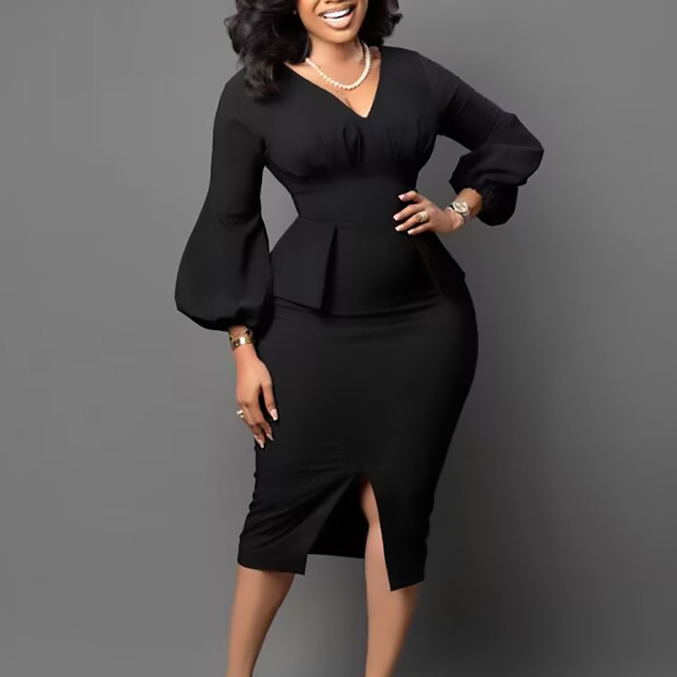 New Design Plus Size Long Sleeve Autumn Winter Fashion African Women Clothing Dress Office Lady Pencil Dress