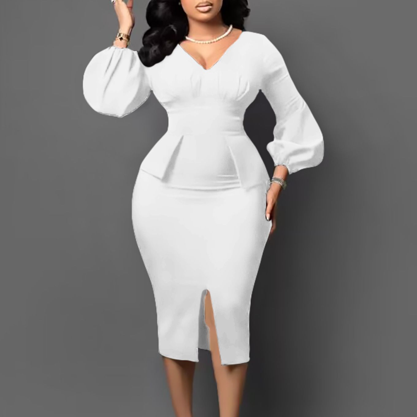 New Design Plus Size Long Sleeve Autumn Winter Fashion African Women Clothing Dress Office Lady Pencil Dress