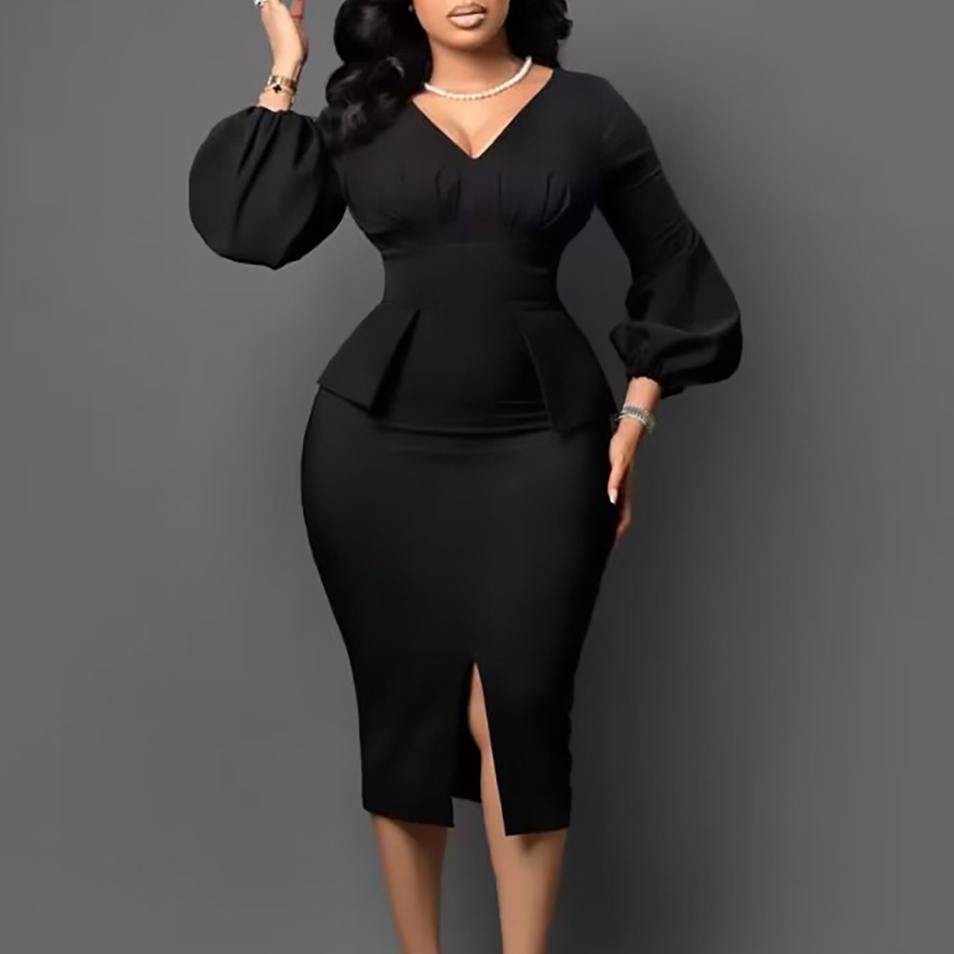 New Design Plus Size Long Sleeve Autumn Winter Fashion African Women Clothing Dress Office Lady Pencil Dress