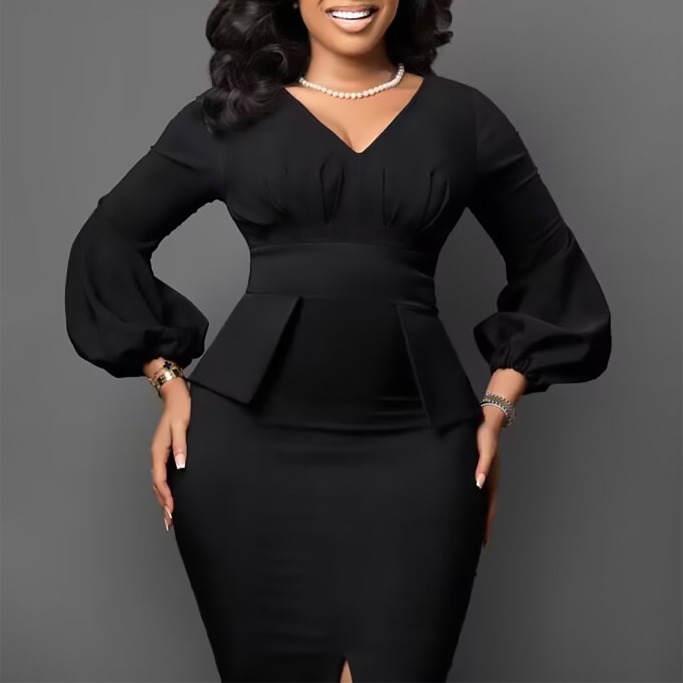 New Design Plus Size Long Sleeve Autumn Winter Fashion African Women Clothing Dress Office Lady Pencil Dress