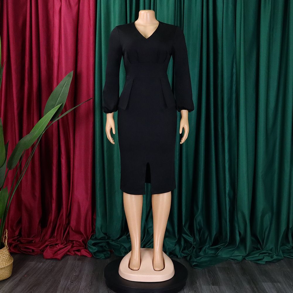 New Design Plus Size Long Sleeve Autumn Winter Fashion African Women Clothing Dress Office Lady Pencil Dress