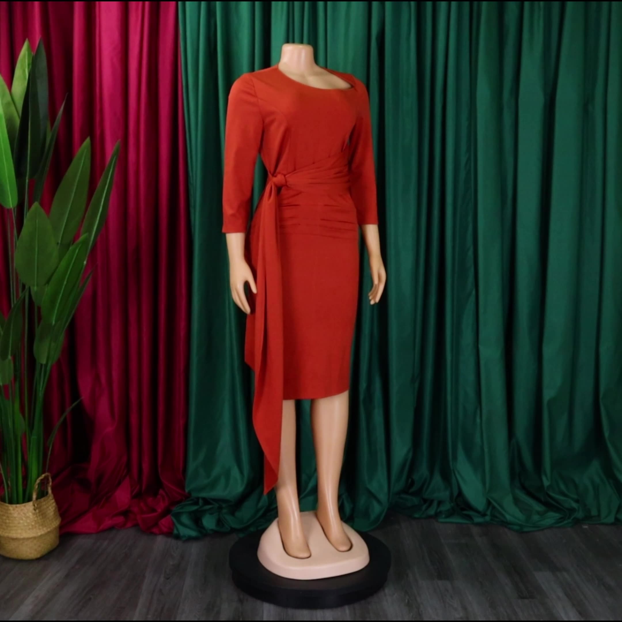 New Style Hip Wrap Solid Color Africa Clothing for Women Dress Elegant Pencil Dresses for Ladies Office Dress Full Summer Woven Dresses