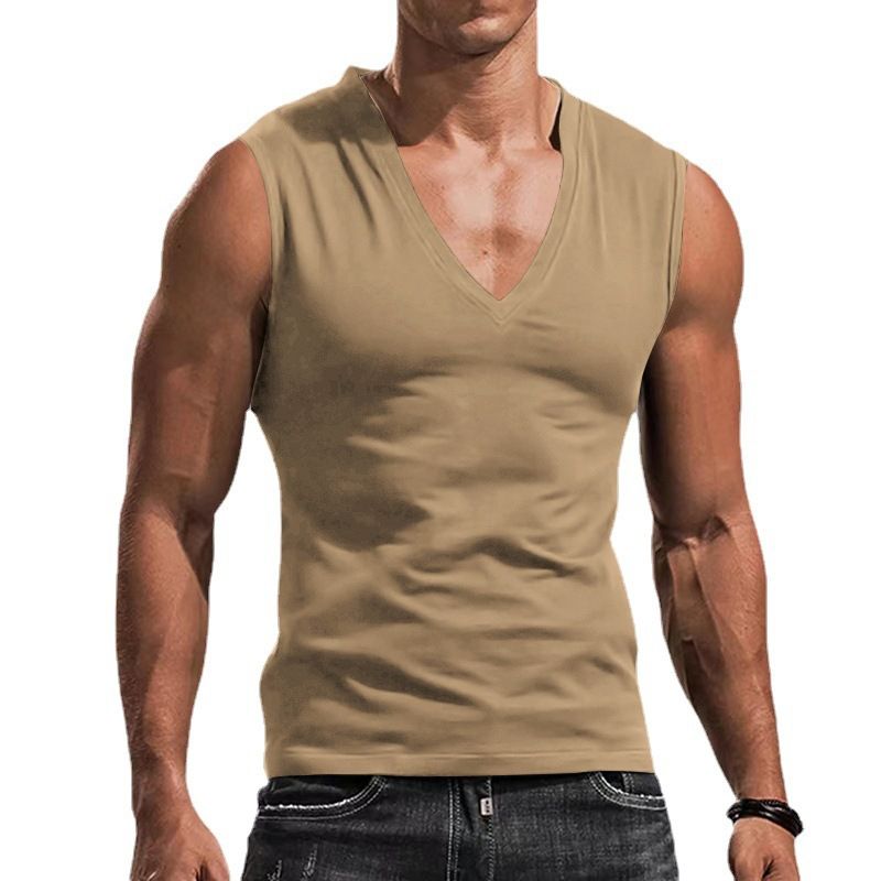 Custom Blank V Neck Fitness Workout Tops Muscle Training Bodybuilding Sleeveless Slim Fit Men Gym Top Camis (Tank Tops)