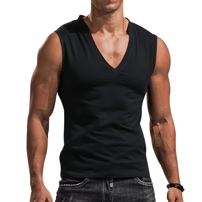 Custom Blank V Neck Fitness Workout Tops Muscle Training Bodybuilding Sleeveless Slim Fit Men Gym Top Camis (Tank Tops)