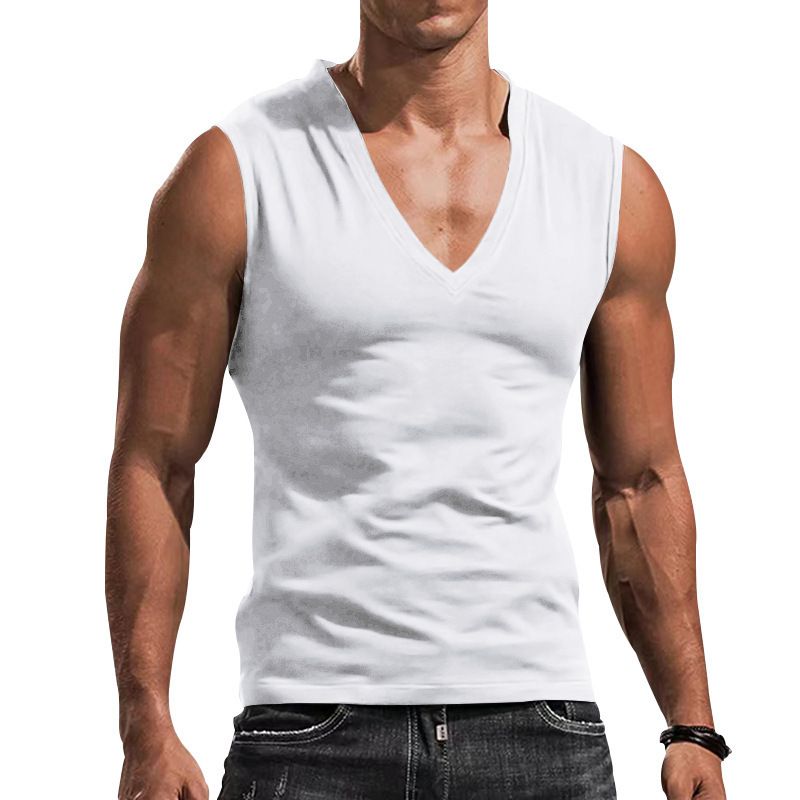 Custom Blank V Neck Fitness Workout Tops Muscle Training Bodybuilding Sleeveless Slim Fit Men Gym Top Camis (Tank Tops)