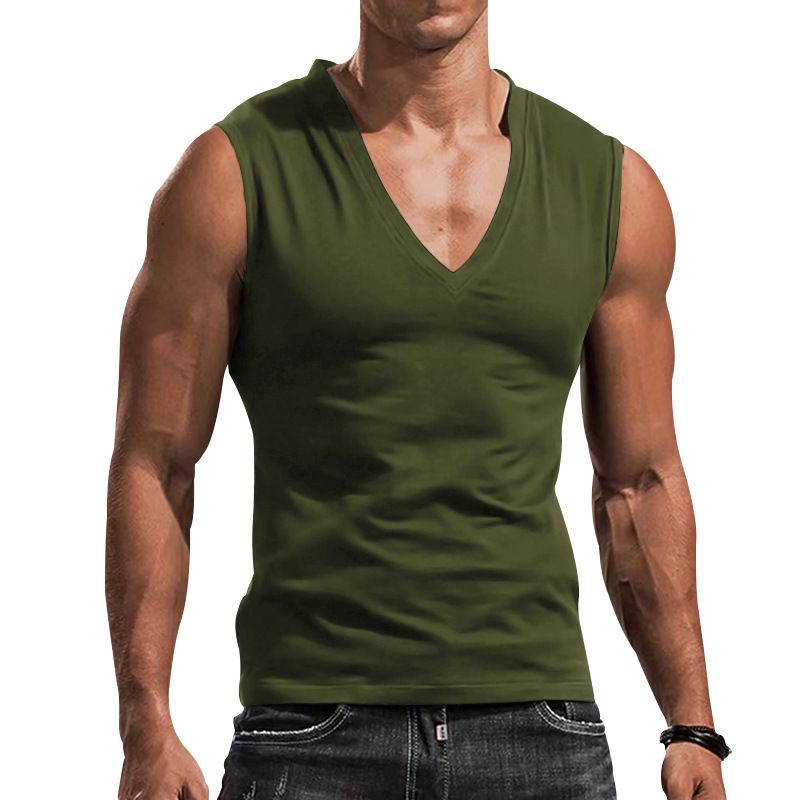 Custom Blank V Neck Fitness Workout Tops Muscle Training Bodybuilding Sleeveless Slim Fit Men Gym Top Camis (Tank Tops)