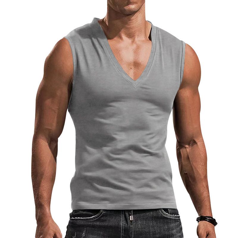 Custom Blank V Neck Fitness Workout Tops Muscle Training Bodybuilding Sleeveless Slim Fit Men Gym Top Camis (Tank Tops)
