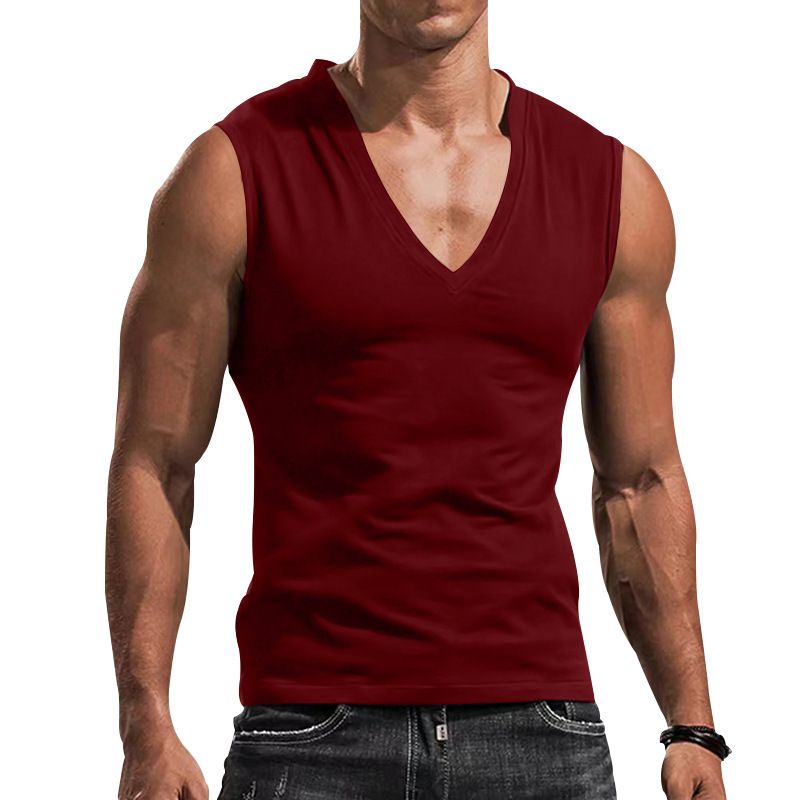 Custom Blank V Neck Fitness Workout Tops Muscle Training Bodybuilding Sleeveless Slim Fit Men Gym Top Camis (Tank Tops)