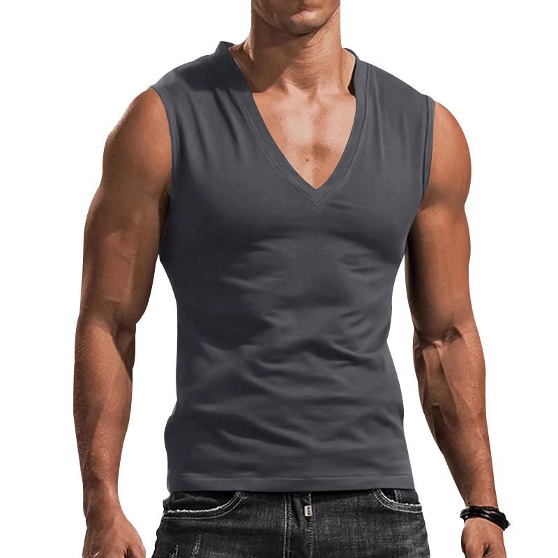 Custom Blank V Neck Fitness Workout Tops Muscle Training Bodybuilding Sleeveless Slim Fit Men Gym Top Camis (Tank Tops)