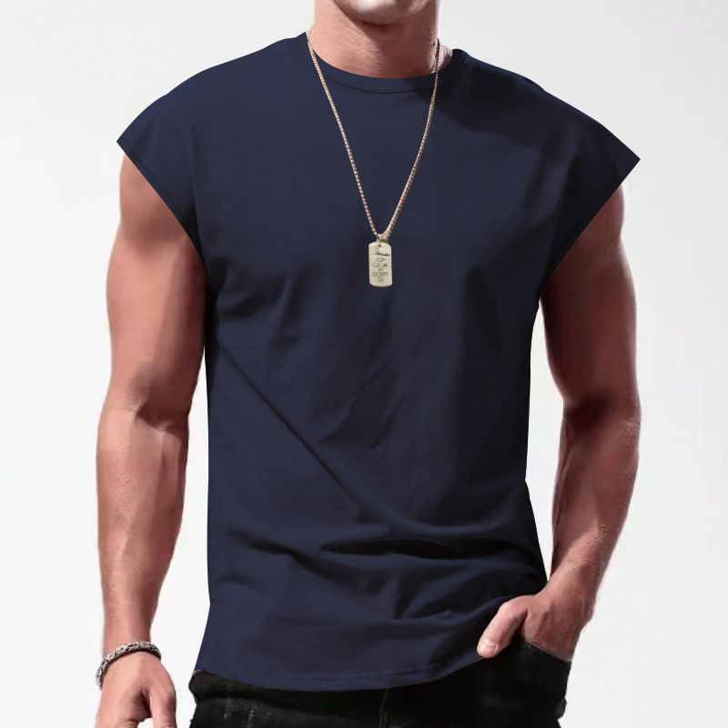 Men's new sleeveless T-shirt summer casual sports loose vest quick-drying sports fitness bottoming shirt  Camis (Tank Tops)