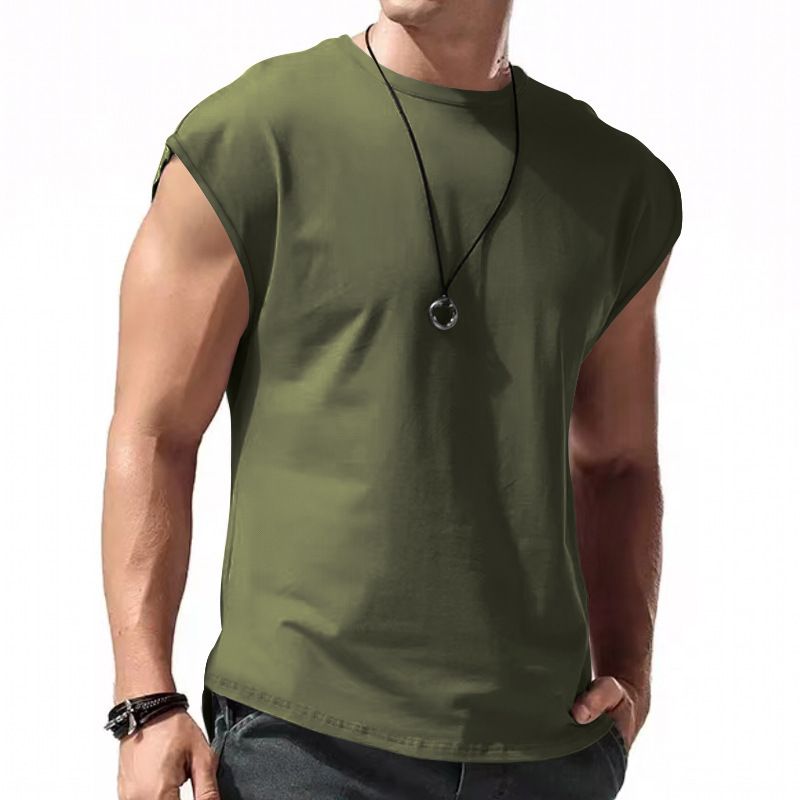 Men's new sleeveless T-shirt summer casual sports loose vest quick-drying sports fitness bottoming shirt  Camis (Tank Tops)