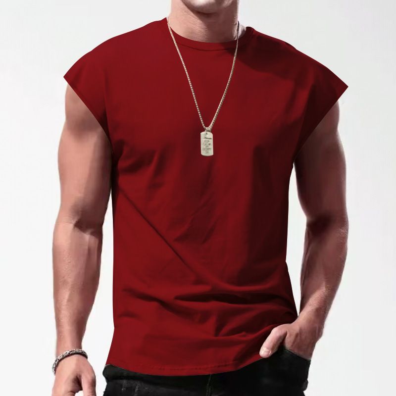 Men's new sleeveless T-shirt summer casual sports loose vest quick-drying sports fitness bottoming shirt  Camis (Tank Tops)