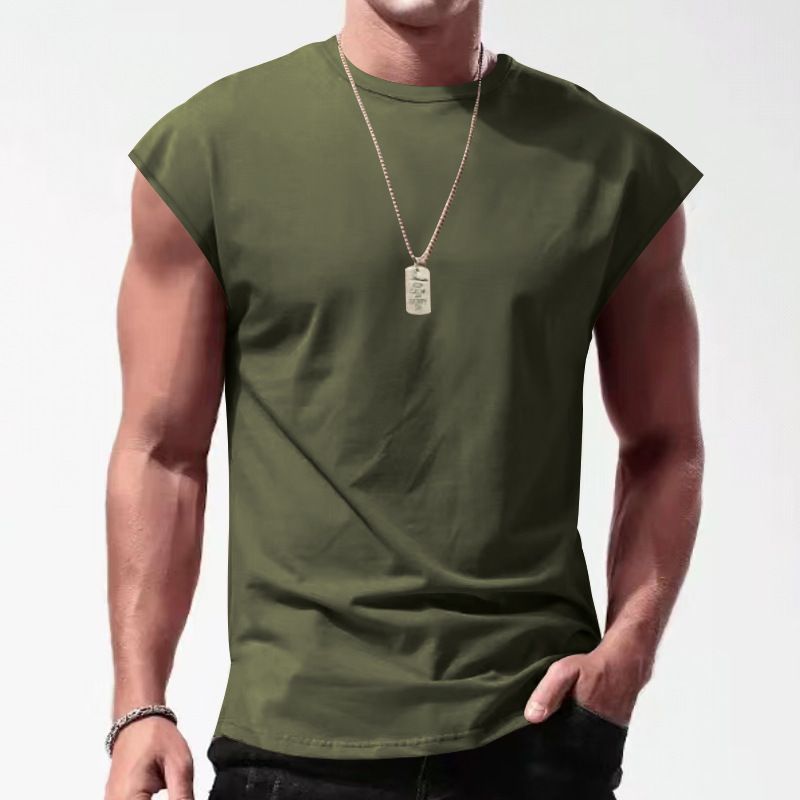 Men's new sleeveless T-shirt summer casual sports loose vest quick-drying sports fitness bottoming shirt  Camis (Tank Tops)