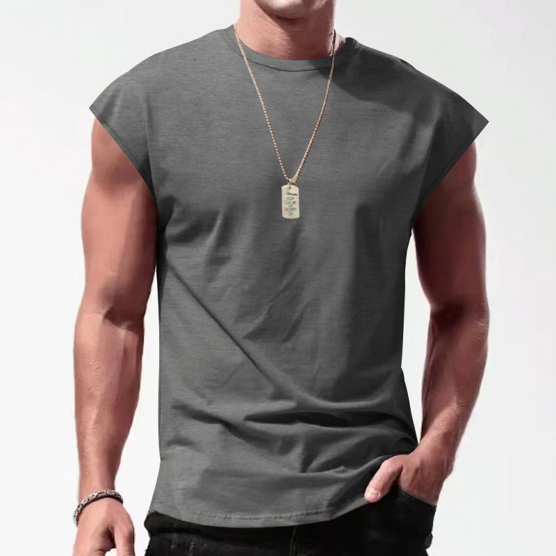 Men's new sleeveless T-shirt summer casual sports loose vest quick-drying sports fitness bottoming shirt  Camis (Tank Tops)