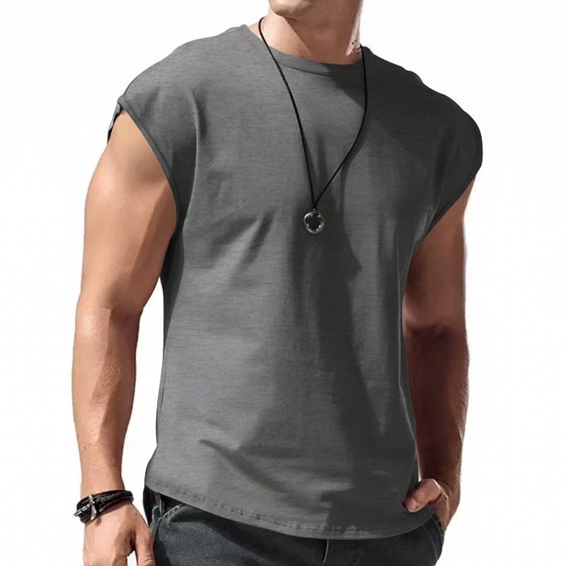 Men's new sleeveless T-shirt summer casual sports loose vest quick-drying sports fitness bottoming shirt  Camis (Tank Tops)