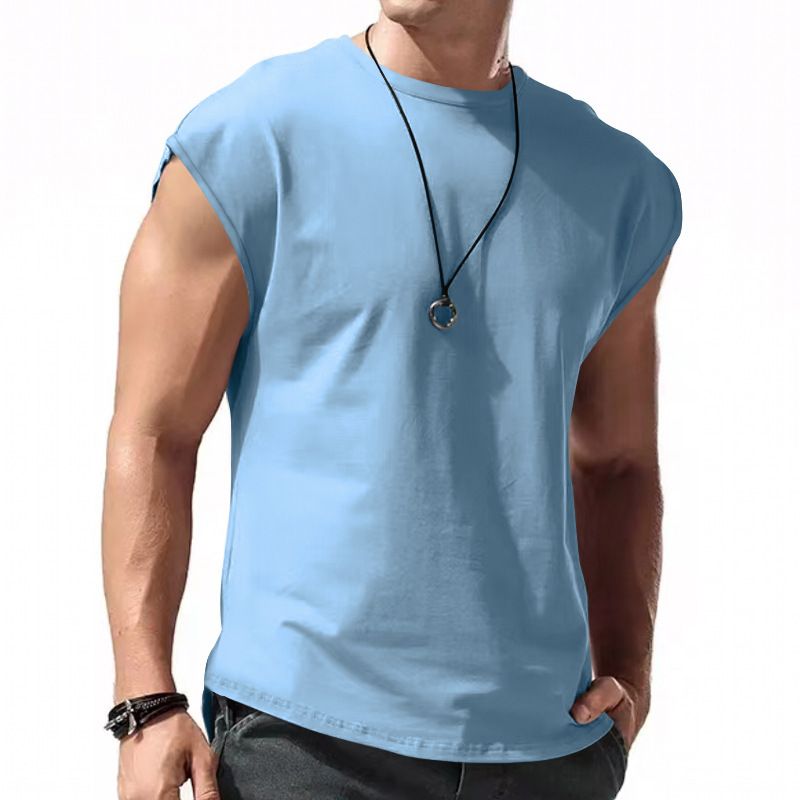 Men's new sleeveless T-shirt summer casual sports loose vest quick-drying sports fitness bottoming shirt  Camis (Tank Tops)