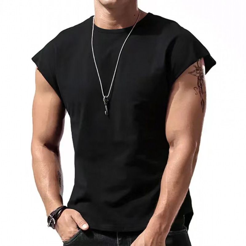 Men's new sleeveless T-shirt summer casual sports loose vest quick-drying sports fitness bottoming shirt  Camis (Tank Tops)