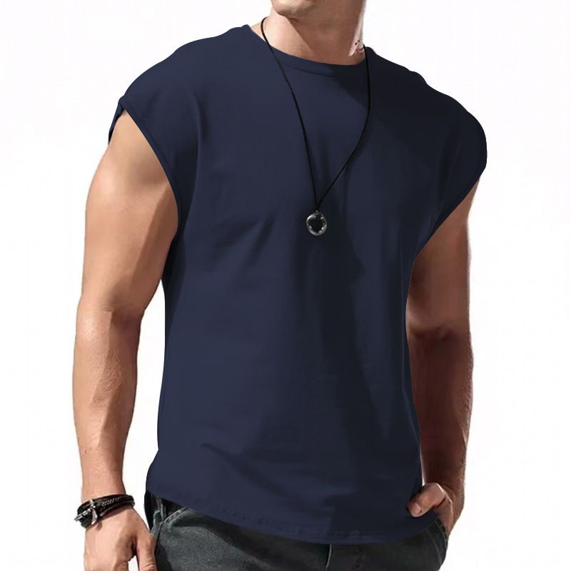 Men's new sleeveless T-shirt summer casual sports loose vest quick-drying sports fitness bottoming shirt  Camis (Tank Tops)