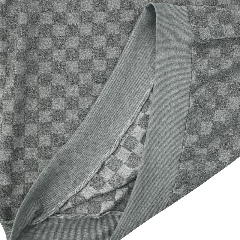 Plaid jacquard heavyweight oversized hoodie pullover men Crew neck casual loose sweatshirt  T-Shirts