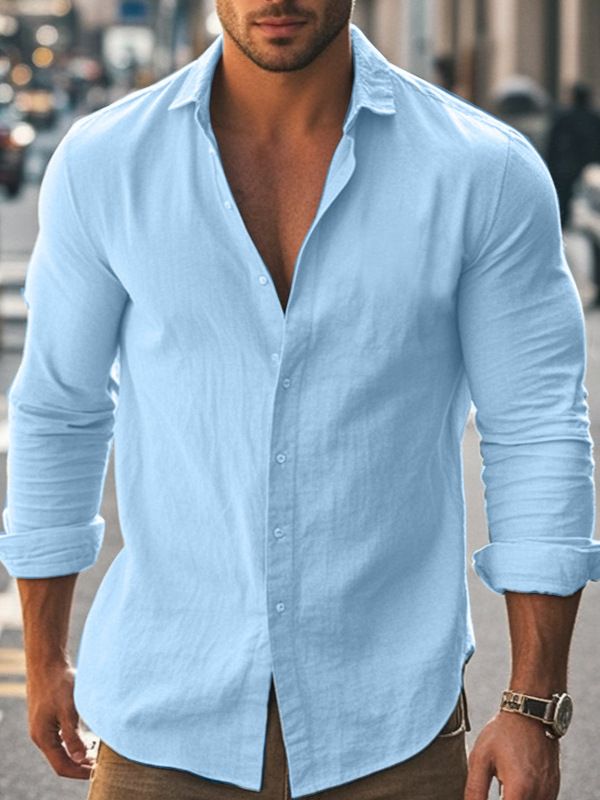 Hot Selling Men's Shirts Casual Blouse Cotton Linen Shirt For Men Long Sleeves Tops Tee Spring Autumn Summer Shirt