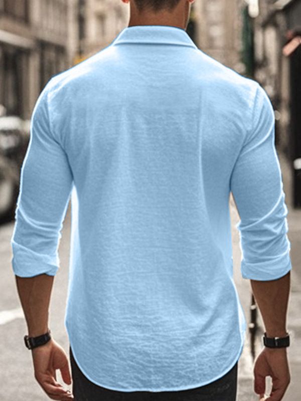 Hot Selling Men's Shirts Casual Blouse Cotton Linen Shirt For Men Long Sleeves Tops Tee Spring Autumn Summer Shirt
