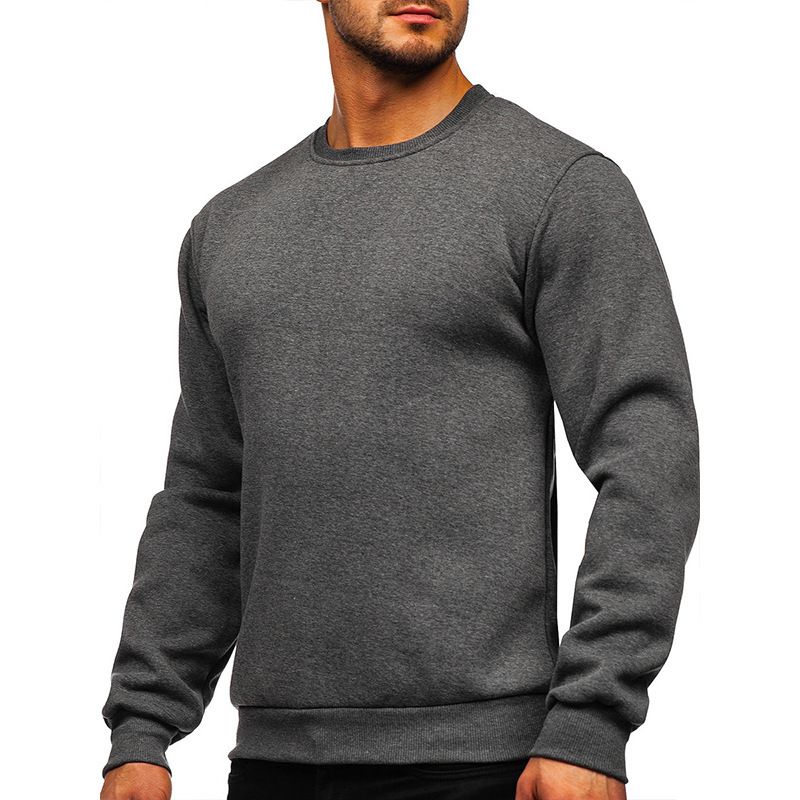 Men's Hoodies Crewneck Long Sleeve Basic Pullover Shirts Men's Hoodies & Sweatshirts Textured Solid Casual Tops Sweatshirt  T-Shirts