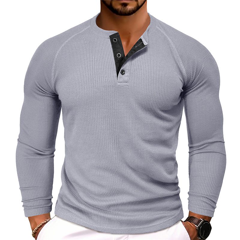 quality plain blank with stand collar men button up shirt polo shirts long sleeves men's cotton shirt T-Shirts