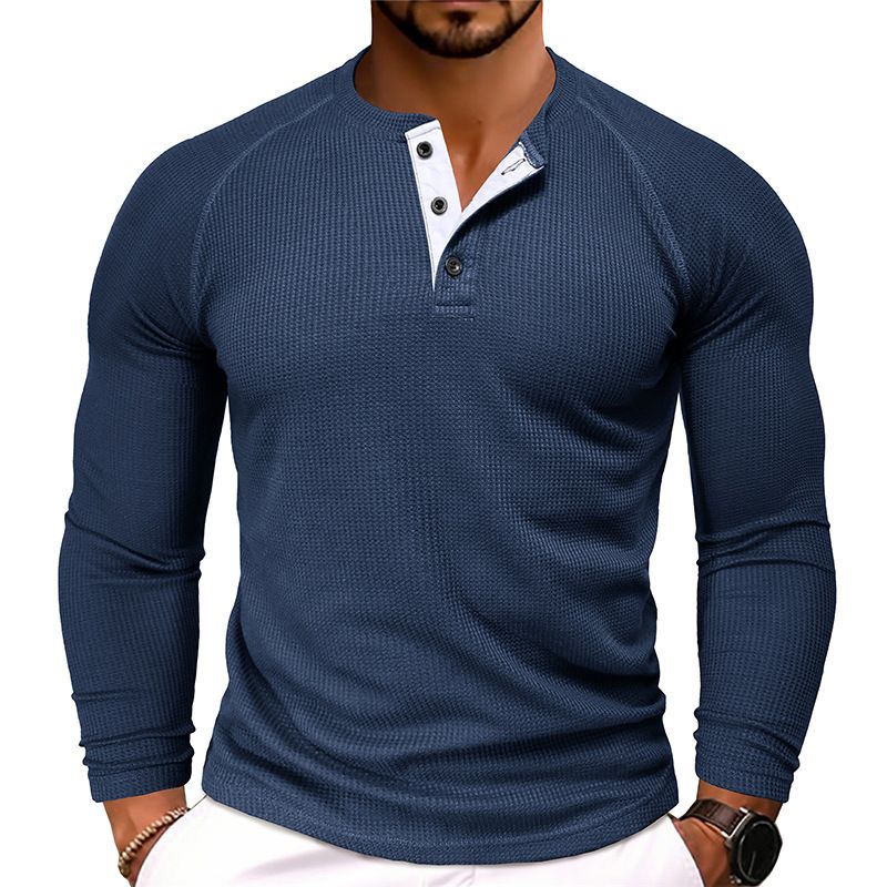 quality plain blank with stand collar men button up shirt polo shirts long sleeves men's cotton shirt T-Shirts