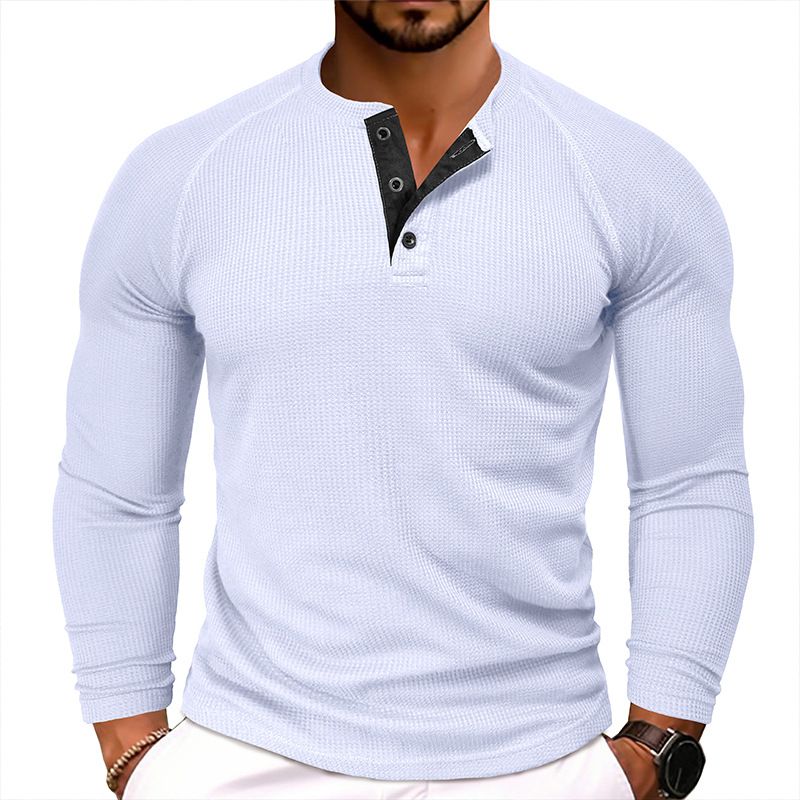 quality plain blank with stand collar men button up shirt polo shirts long sleeves men's cotton shirt T-Shirts