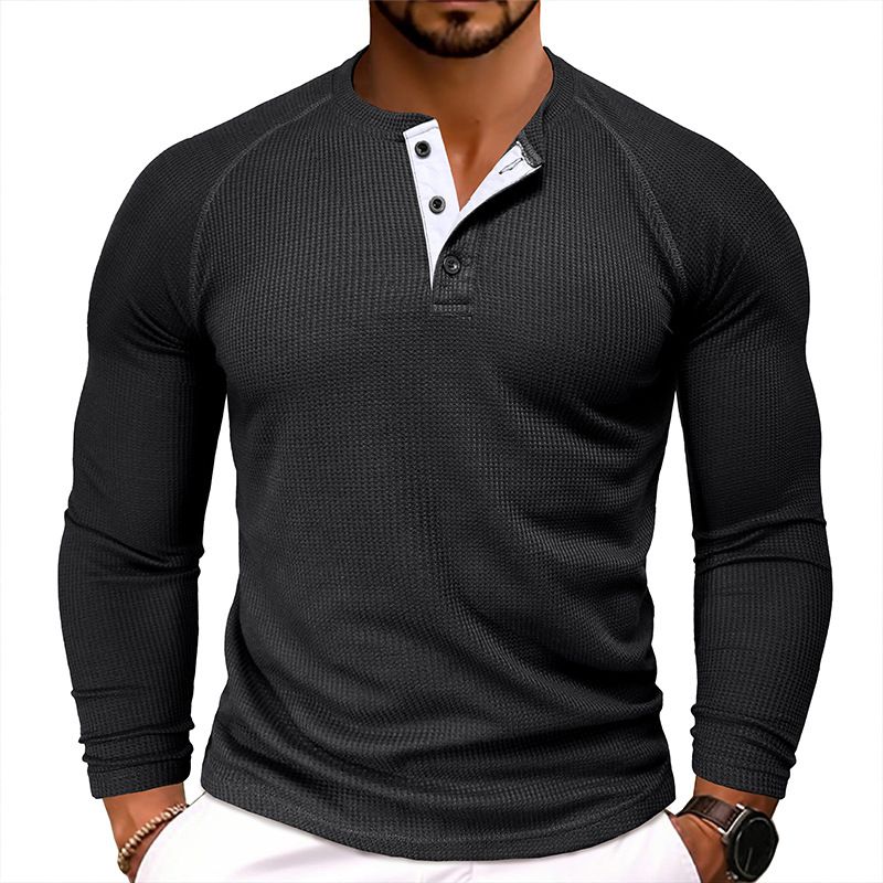 quality plain blank with stand collar men button up shirt polo shirts long sleeves men's cotton shirt T-Shirts