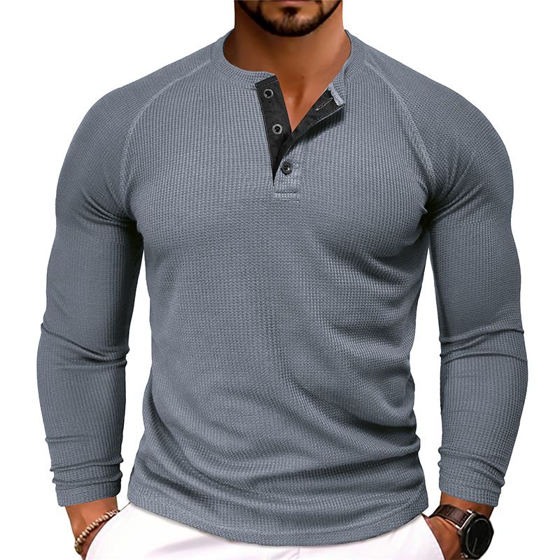 quality plain blank with stand collar men button up shirt polo shirts long sleeves men's cotton shirt T-Shirts