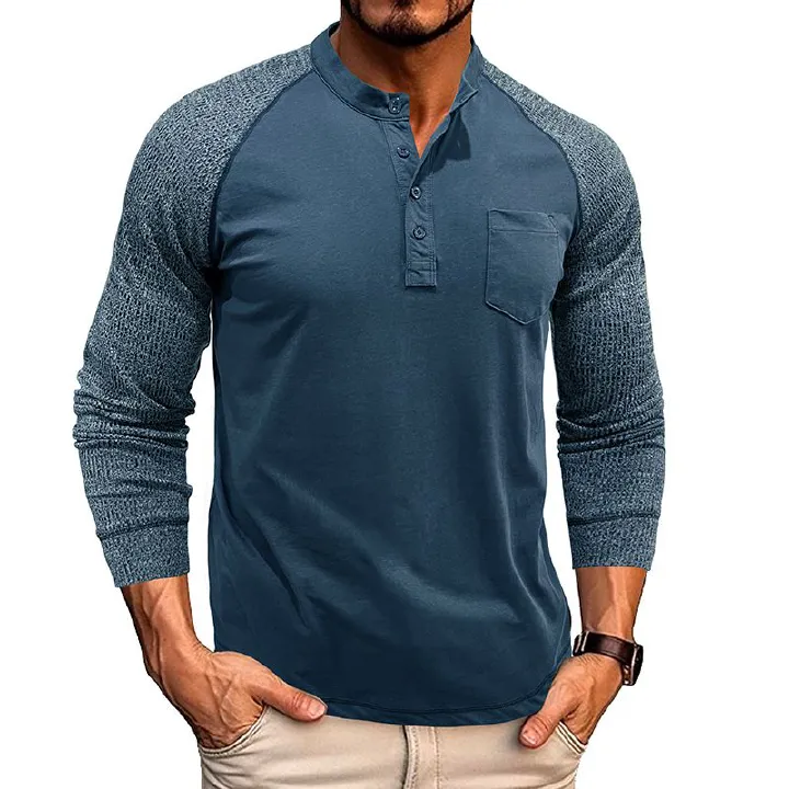 2 Flame Resistant Two tone Henley Shirts Knit top Sweatshirt for Welders, Ironworkers & oil workers T-Shirts