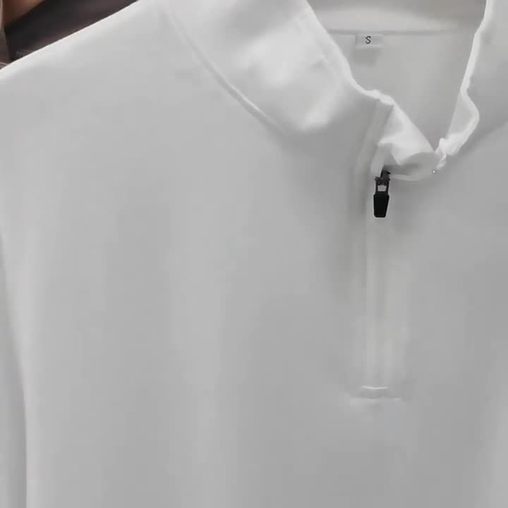 Factory Custom Logo Printing Long Sleeve zipper T-shirt Casual Blank stand collar Wholesale Tshirts For Men