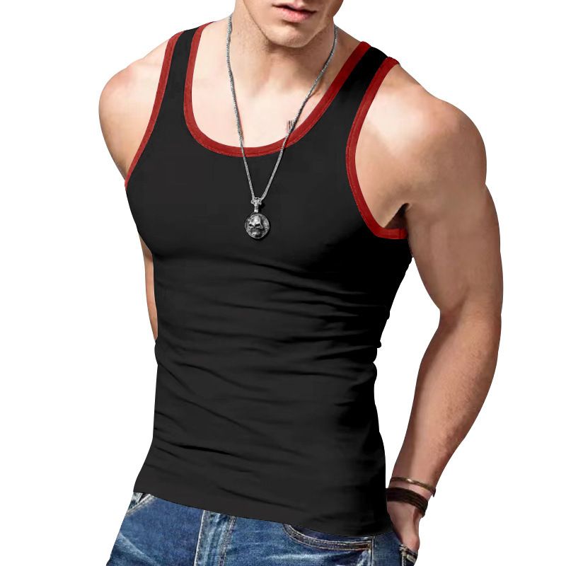 Men gym vest bodybuilding ribbed tank top stretch fitness tank top in stock  T-Shirts