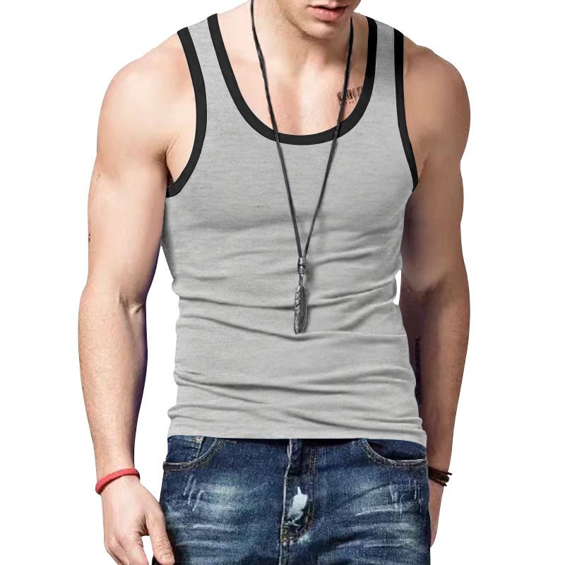 Men gym vest bodybuilding ribbed tank top stretch fitness tank top in stock  T-Shirts