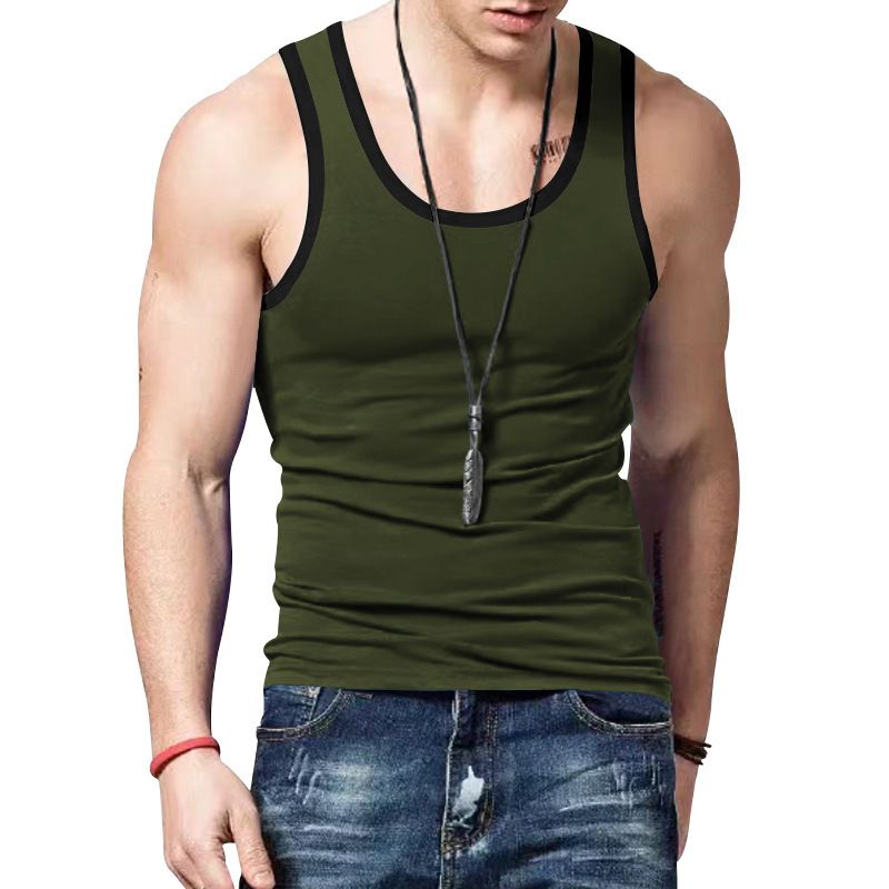 Men gym vest bodybuilding ribbed tank top stretch fitness tank top in stock  T-Shirts