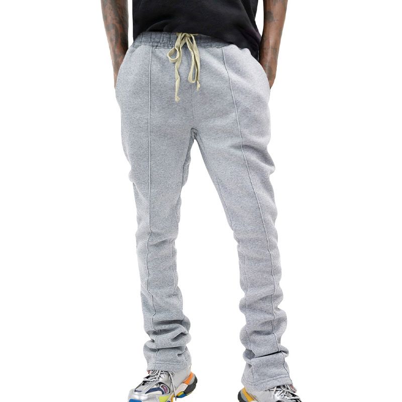 Factory Price Mens Flared Loose Fit Sweatpants With Side Stripes Cotton Stacked Jogger Trousers Sweat Flare Pants For Men Casual