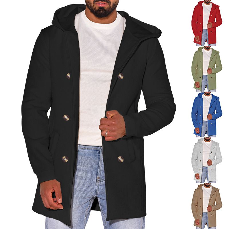 Hot Selling Men s Clothes Casual Solid Color Long Sleeve Basic Hoodies Jacket Coat