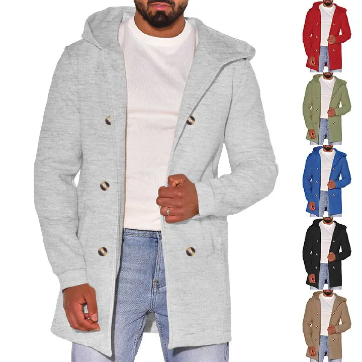 Hot Selling Men s Clothes Casual Solid Color Long Sleeve Basic Hoodies Jacket Coat