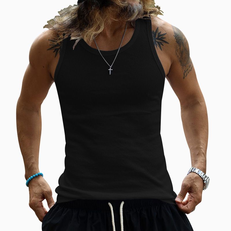 Summer plus size men clothing tank tops custom black white gray sleeveless fitness singlets for men  T-Shirts