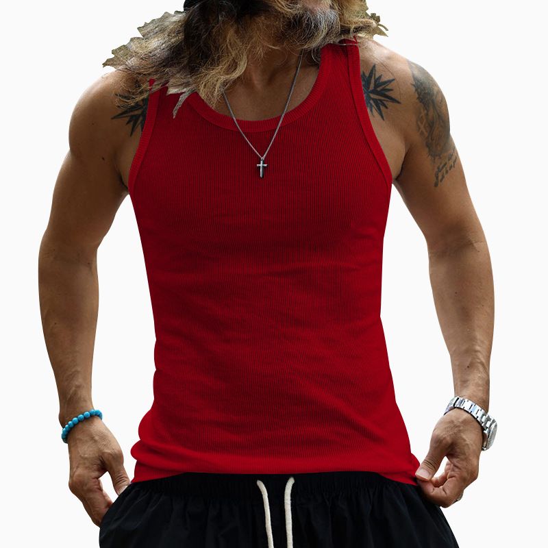 Summer plus size men clothing tank tops custom black white gray sleeveless fitness singlets for men  T-Shirts