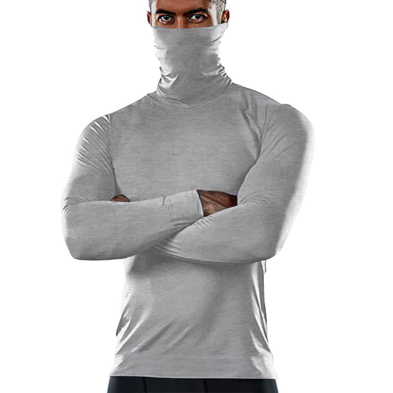 Custom design high neck t shirt polyester breathable workout shirts men long sleeve compression shirts