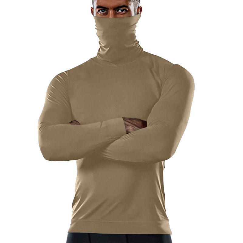 Custom design high neck t shirt polyester breathable workout shirts men long sleeve compression shirts