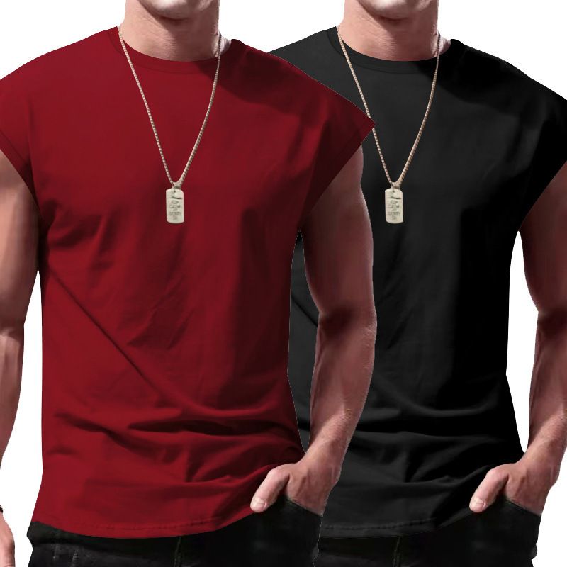 Men gym tank top muscle fit curved hem fitness shirts workout clothing men's tank tops  Casual