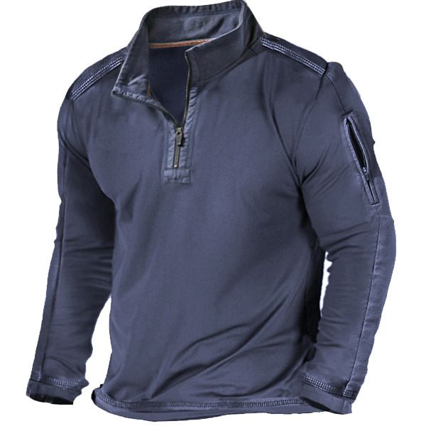 Trendy outdoor hiking long sleeved top practical windproof men hoodie pullover autumn style custom zipper for clothing T-Shirts