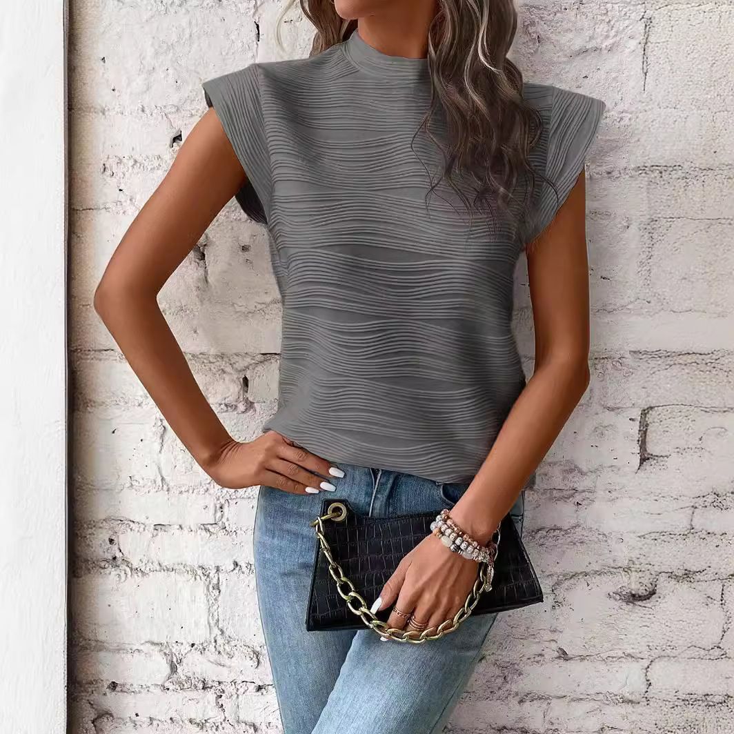 Summer Blouses and T-Shirts Women's Mock Neck Tshirt  Tops > T-Shirts