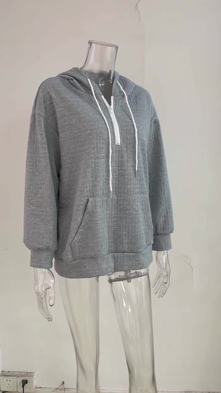 hoodie 80% cotton 20% polyester heavyweight fleece plain women hoodies quarter zip hoodies  T-Shirts